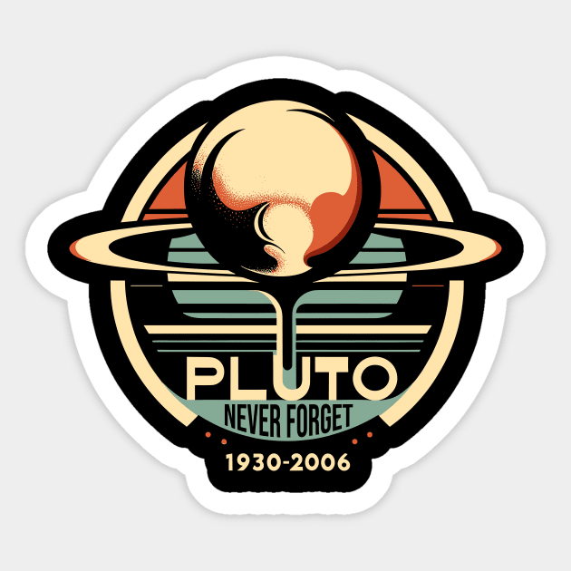 Pluto Never Forget Retro Tribute Sticker by Xeire